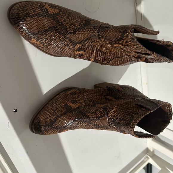 Brown Snake Print Ankle Boots - Picture 7 of 7